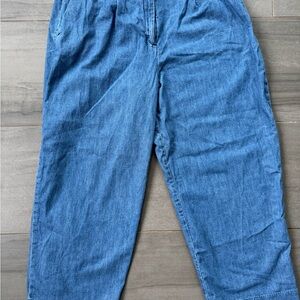 Blue Wide-Leg Denim Pants